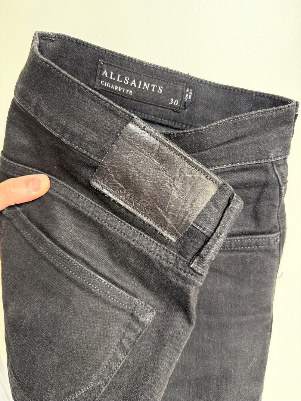 All Saints men’s Cigarette denim 30 black wash